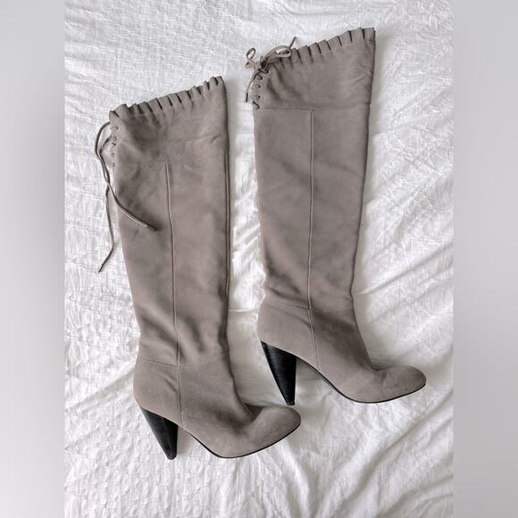 BCBG Gray Leather Boots 10 Adjustable Calf
Thigh High - Picture 2 of 10